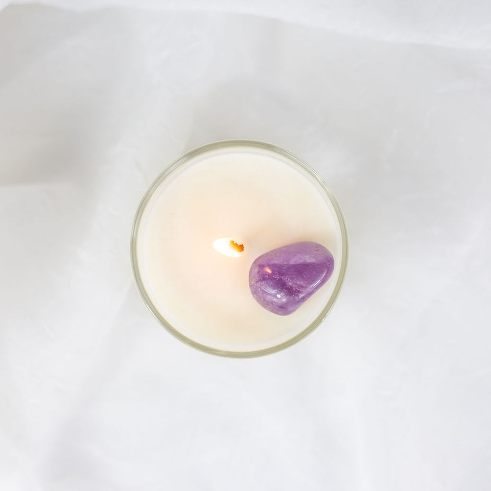 PROTECTION Energy Candle l Amethyst Crystal | Soy Wax | 8 oz