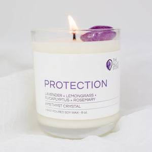 PROTECTION Energy Candle l Amethyst Crystal | Soy Wax | 8 oz
