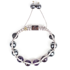 CROWN CHAKRA ENHANCER BRACELET l Amethyst, Hematite & Lava Beads