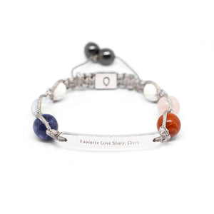 Healing crystal bracelet with silver name plate stating a wish for the person that is gifted for