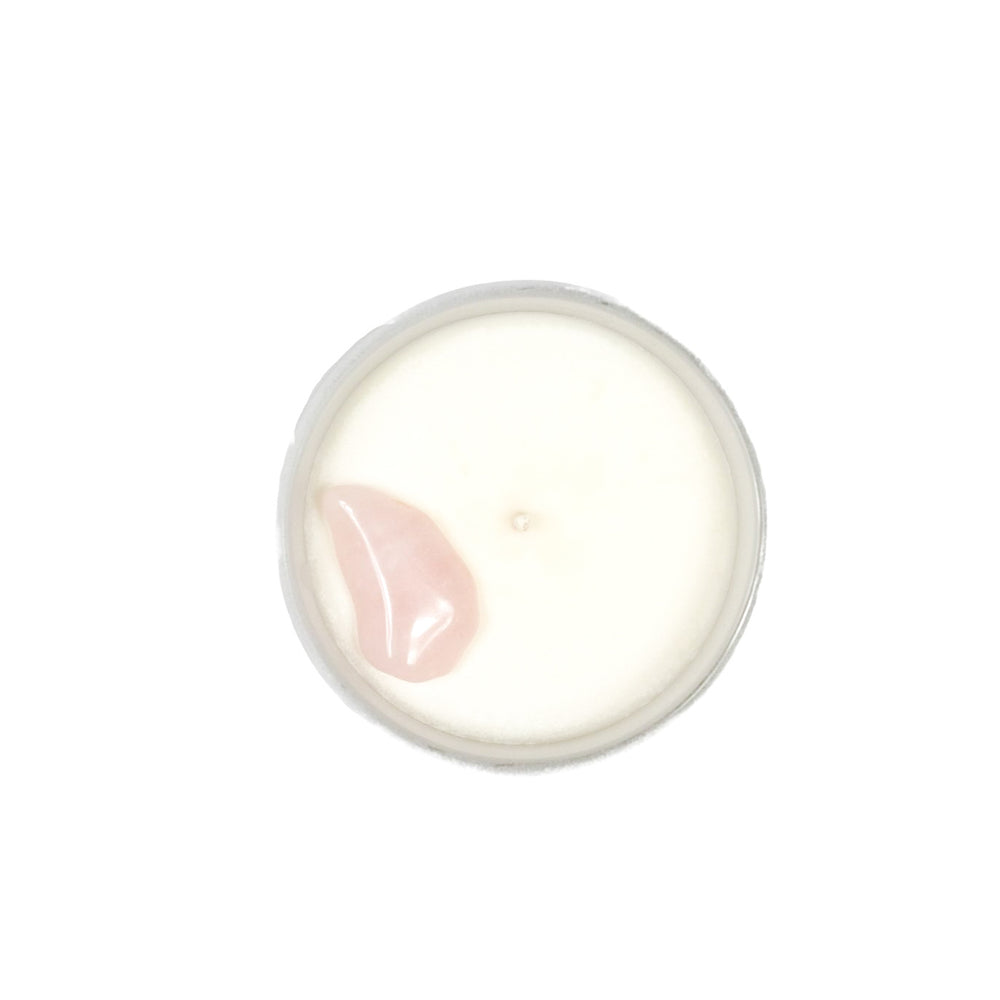 LOVE & HAPPINESS Energy Candle l Rose Quartz Crystal | Soy Wax | 8 oz